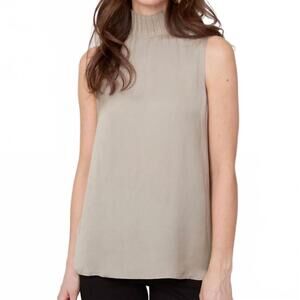 NEW RENUAR sleeveless mock neck top in oyster